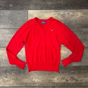 Pendleton Pen West Vintage Rainier Beer Red V-Neck Men's Sweater Size Large